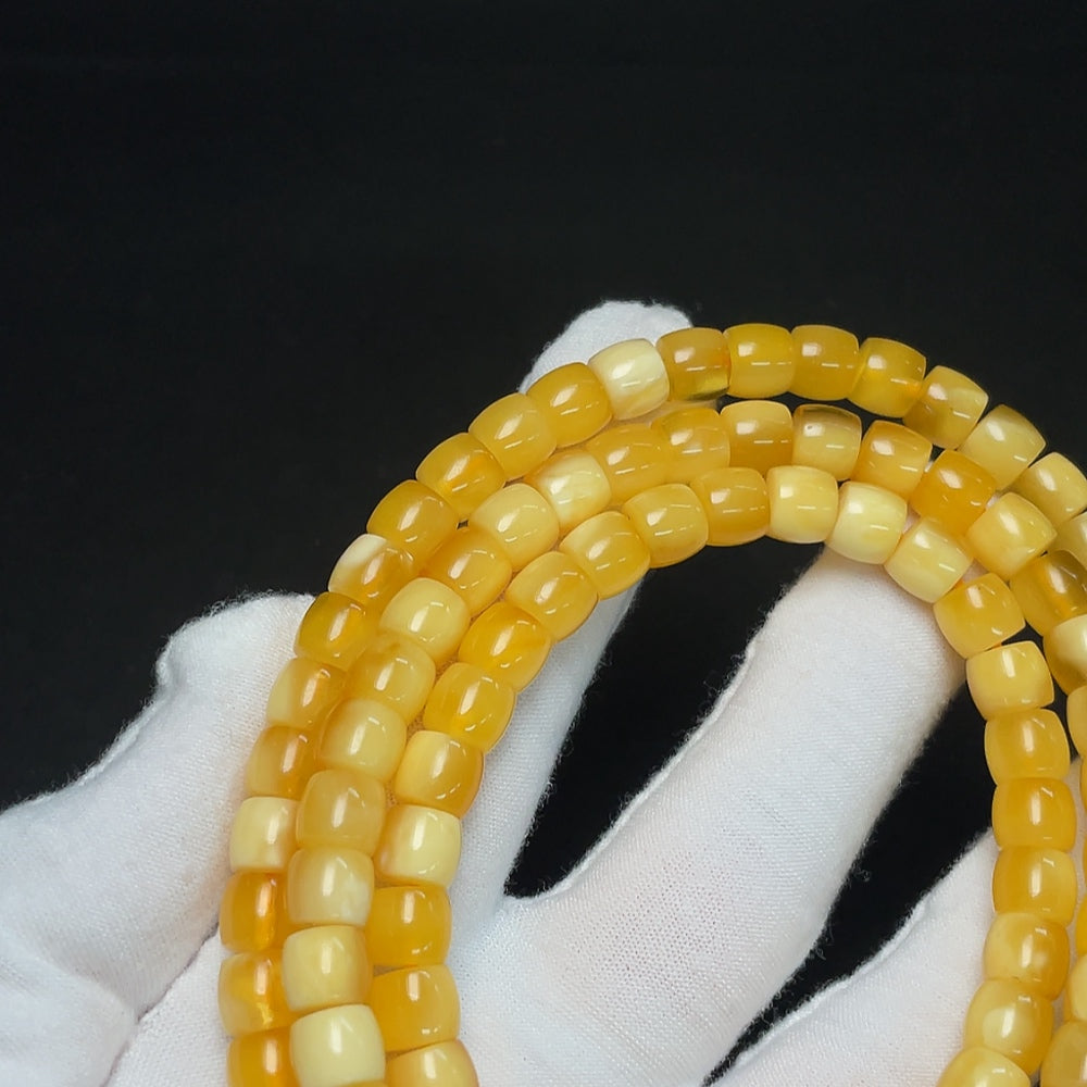 Amber Beeswax Bead Strand