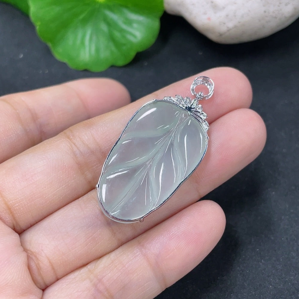 Jadeite Pendant with 18K Gold and Diamond Accents