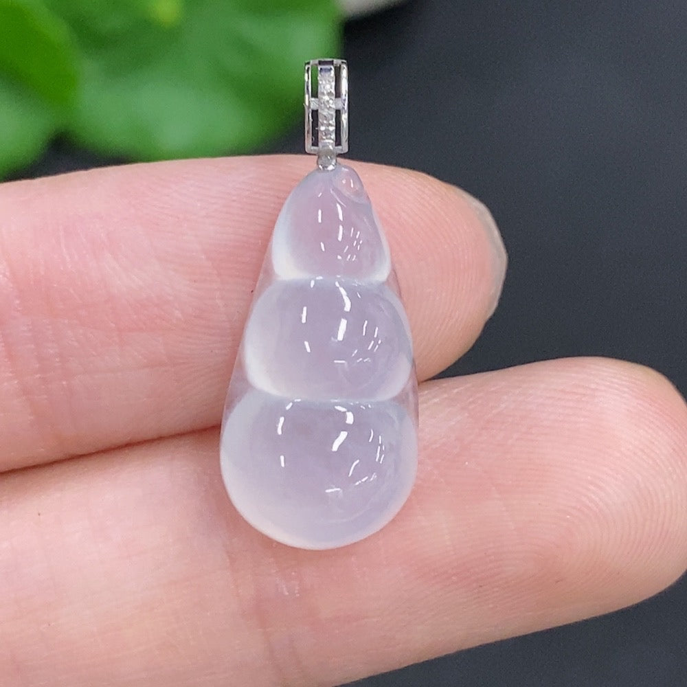 Jadeite Lucky Bean Pendant Unmarked 18K Gold with Diamond Accents Total Weight Approx. 2g