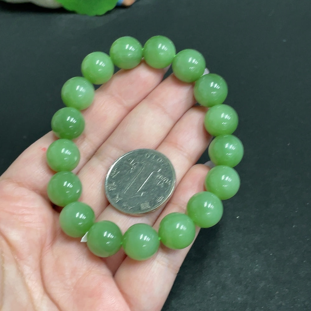 Hetian Jade Bead Bracelet, approx. 11.6mm, total weight about 44.1g