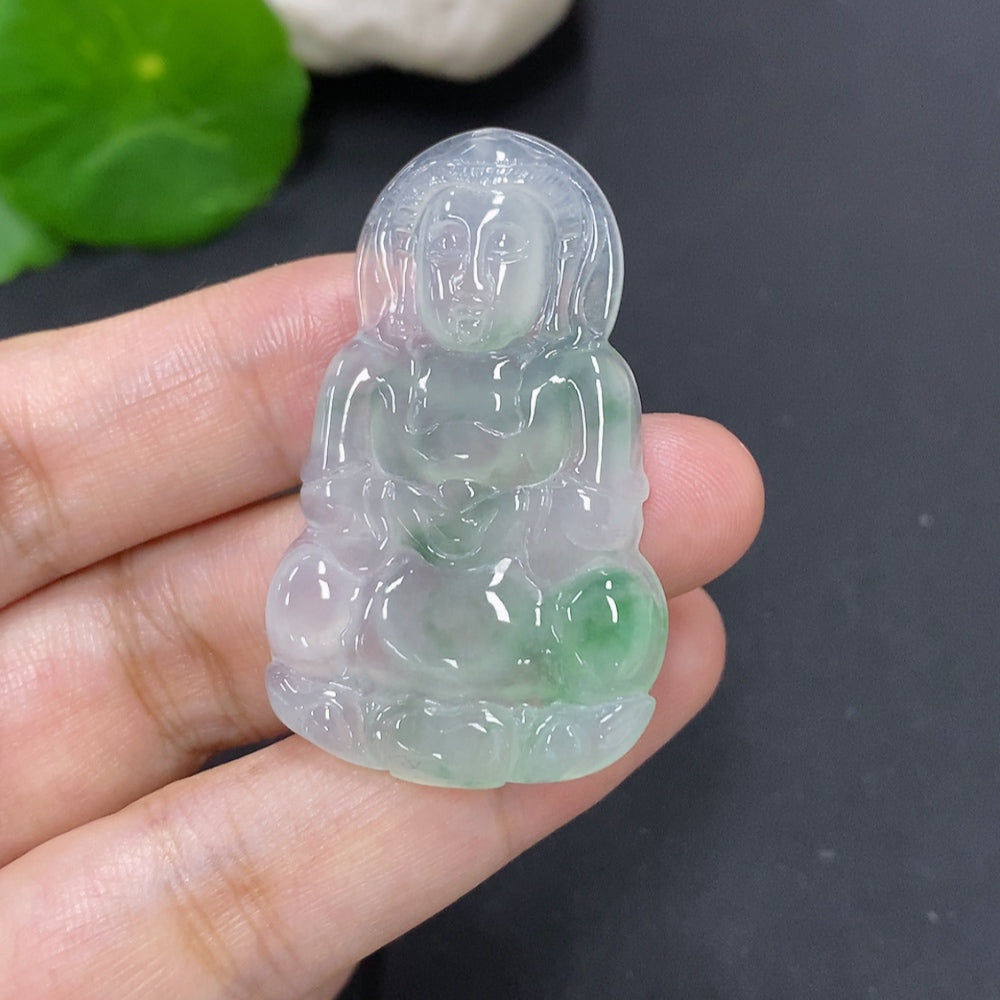 Jadeite Guanyin Pendant, Total Weight Approx. 9g