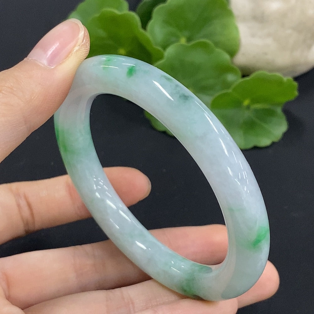 Jadeite Round Bangle Size 53.1 with Other Mineral Components Total Weight Approx. 46.2g