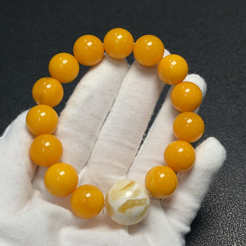 Amber Beeswax Bracelet Total Weight Approx. 23.85g Size 13.4-18.4mm