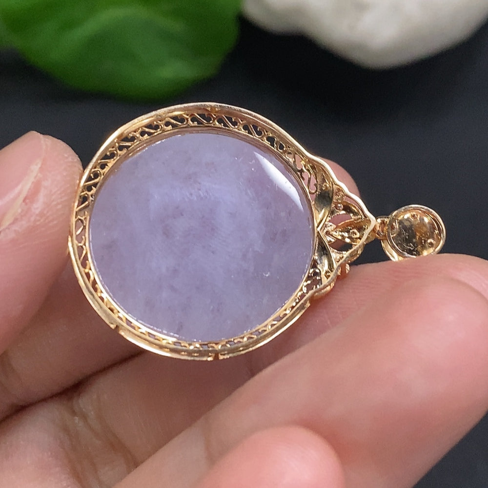 Jadeite Plain Pendant Necklace 18K Gold Total Weight Approx. 5.1g (With Diamond Accents)