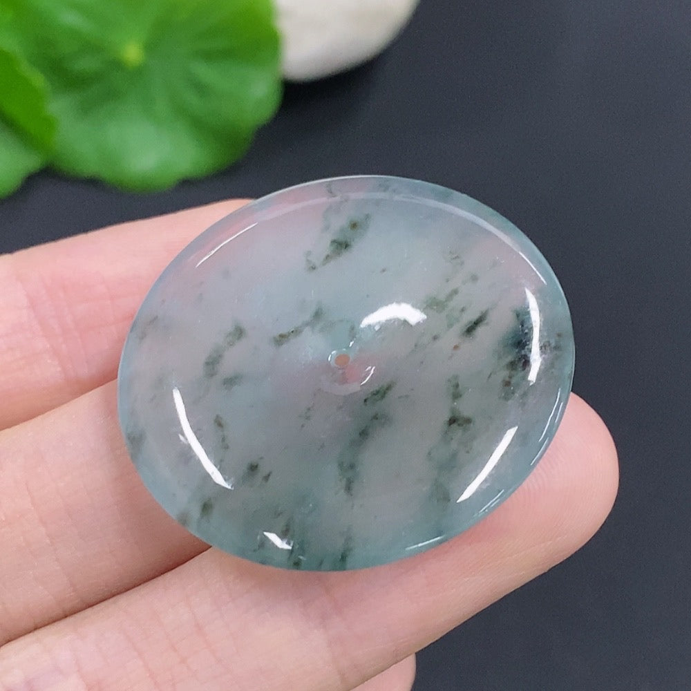 Jewelry jadeite peace knot pendant from HKHQ, approximately 10.7g, featuring intricate carved design in vibrant green jadeite.