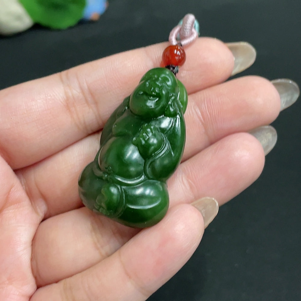 Hetian Jade Pendant Buddha Total Weight Approx. [with Rope] 23.4g
