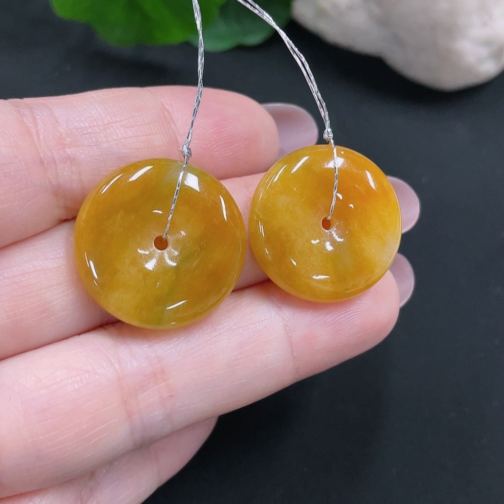 Jadeite Peace Button Pendant Sell as a Lot (Color origin undetermined)