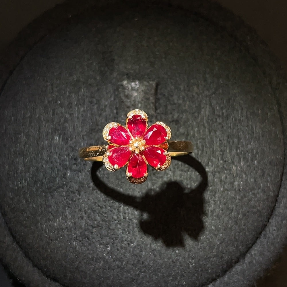 Ruby Inlaid Ring and Pendant Dual-purpose Style, 18k Gold, Size 17, Total Weight Approximately 2.27g, Filled, Set with Diamonds