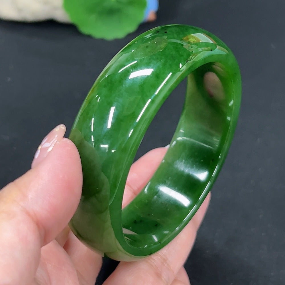 Hetian Jade Jasper Round Bracelet Size 60.2 Total Weight Approx. 81.7g