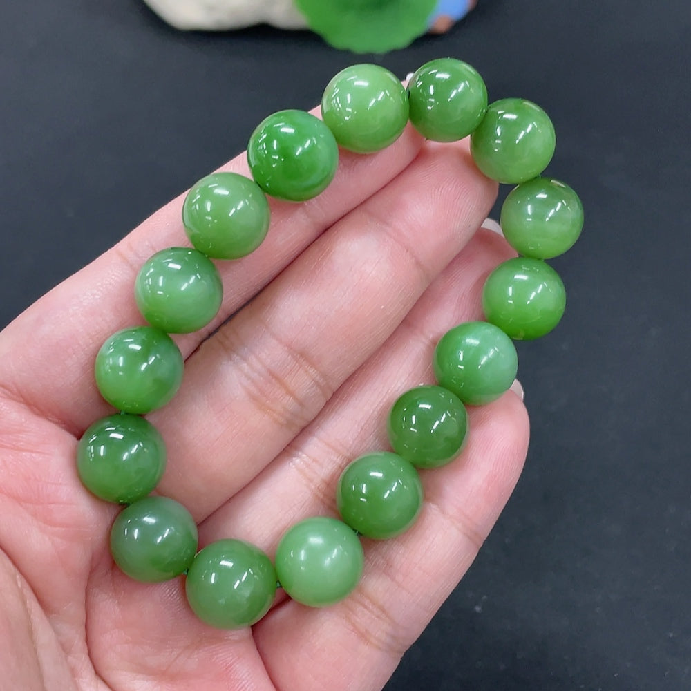 Hetian Jade Jasper Bracelet, approx. 12.2mm beads, total weight approx. 41.3g