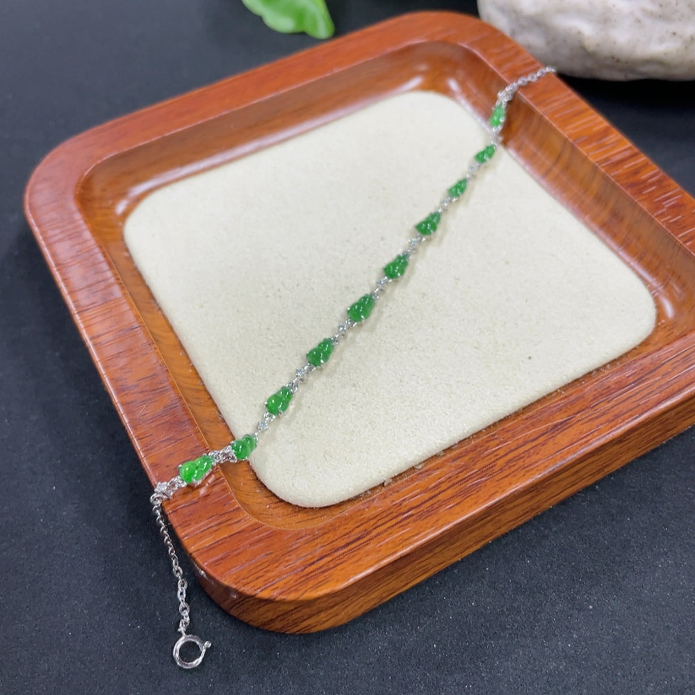 Jadeite Gourd Inlaid Bracelet 18K Gold Inlaid with Diamonds