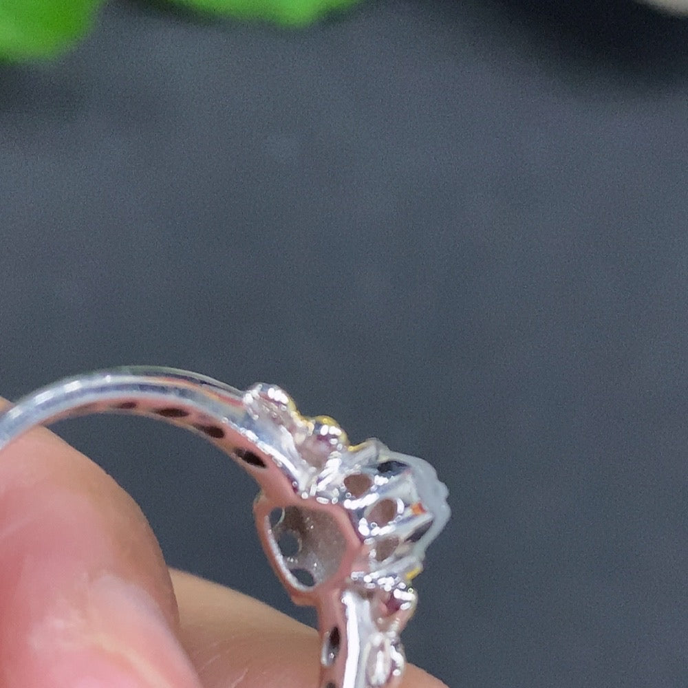Jadeite Ring with 18K Gold Size 13 Total Weight Approx. 1.9g (Accented with Diamonds)