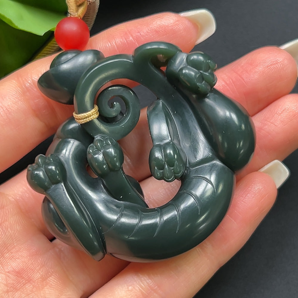 Hetian Jade Pi Xiu Pendant, Including Rope