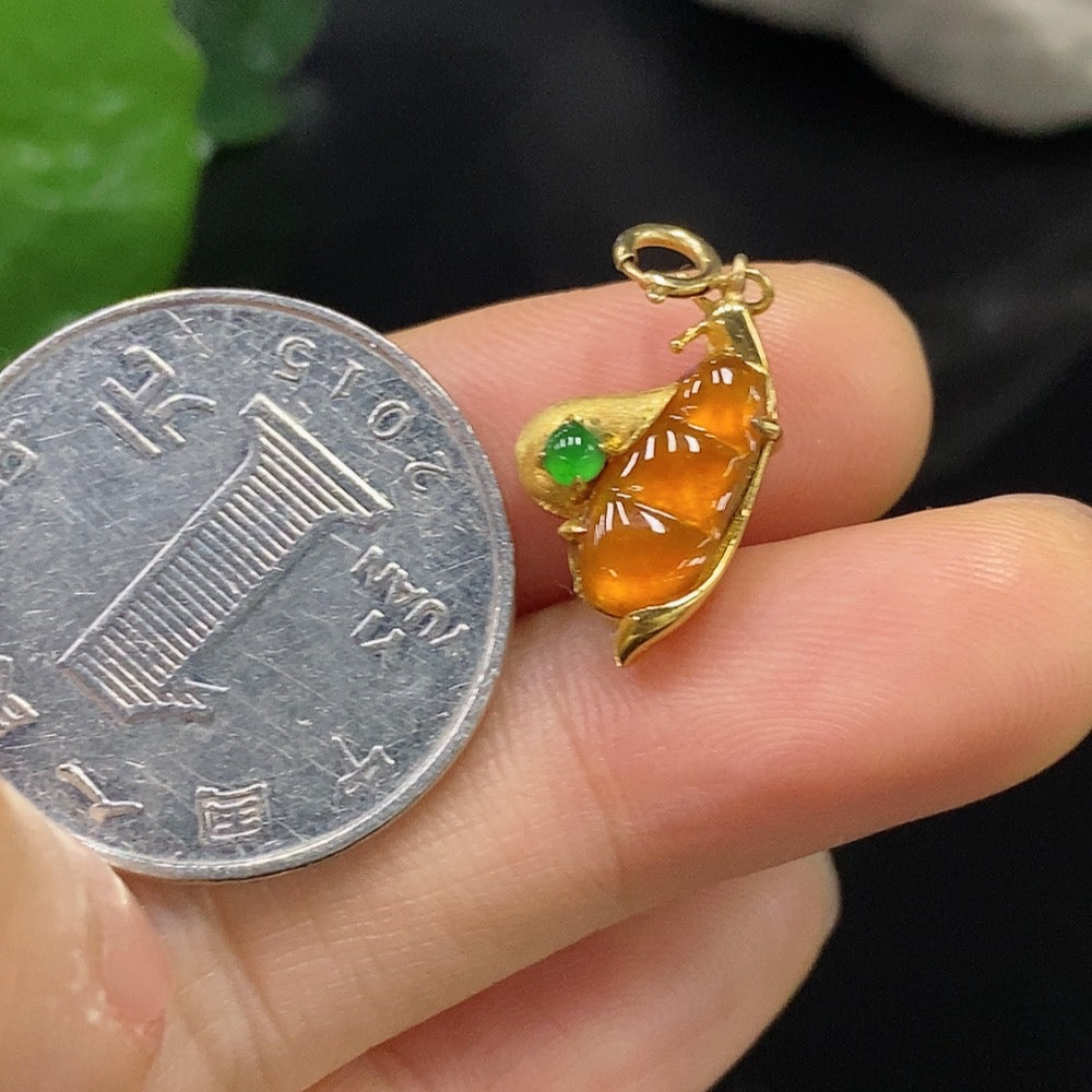 Jadeite Inlaid Pendant Total Weight Approx.1.09g 18k