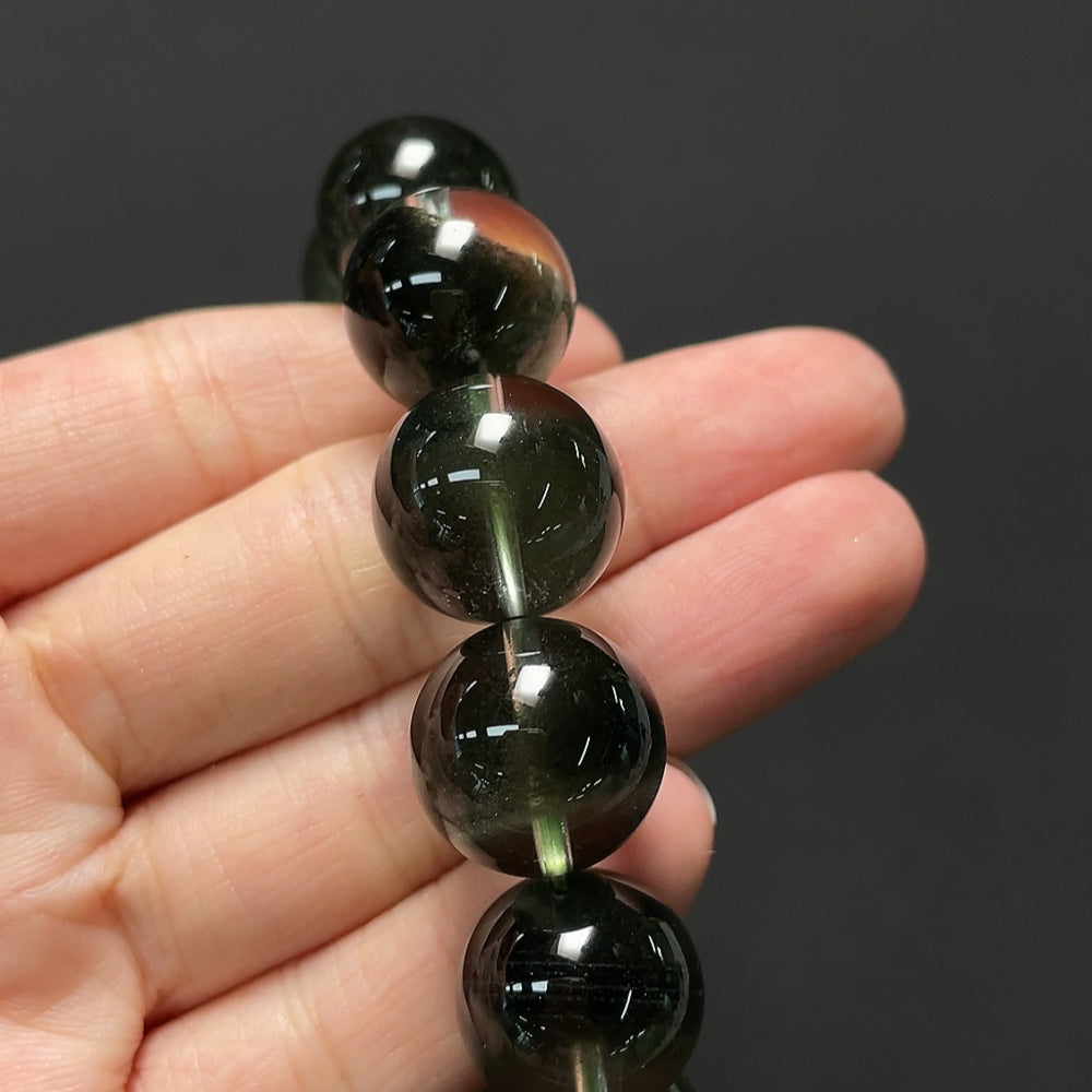 HKHQ gemstone crystal bracelet with loose beads, approximately 70.68g, showcasing colorful polished gemstones and elegant jewelry design.