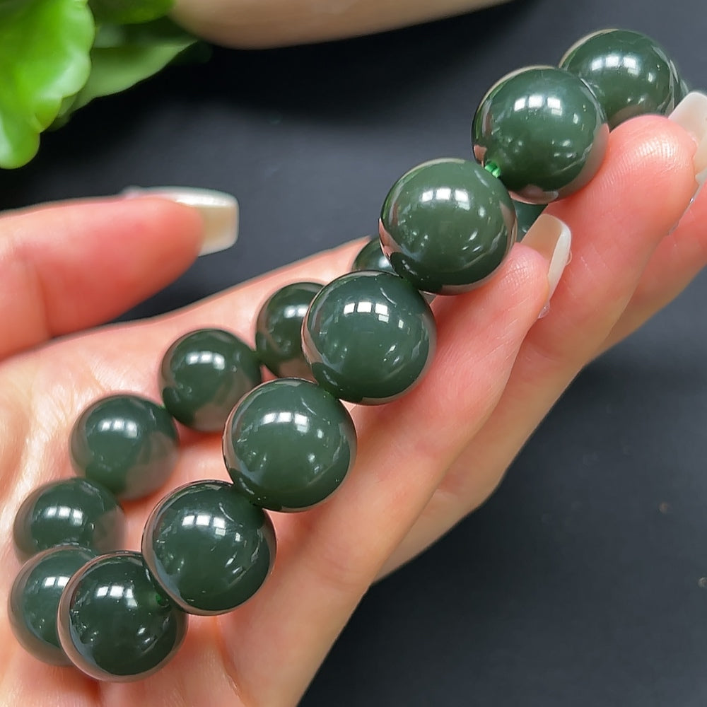 Hetian Jade Bracelet 13.9mm Approx. 69.02g