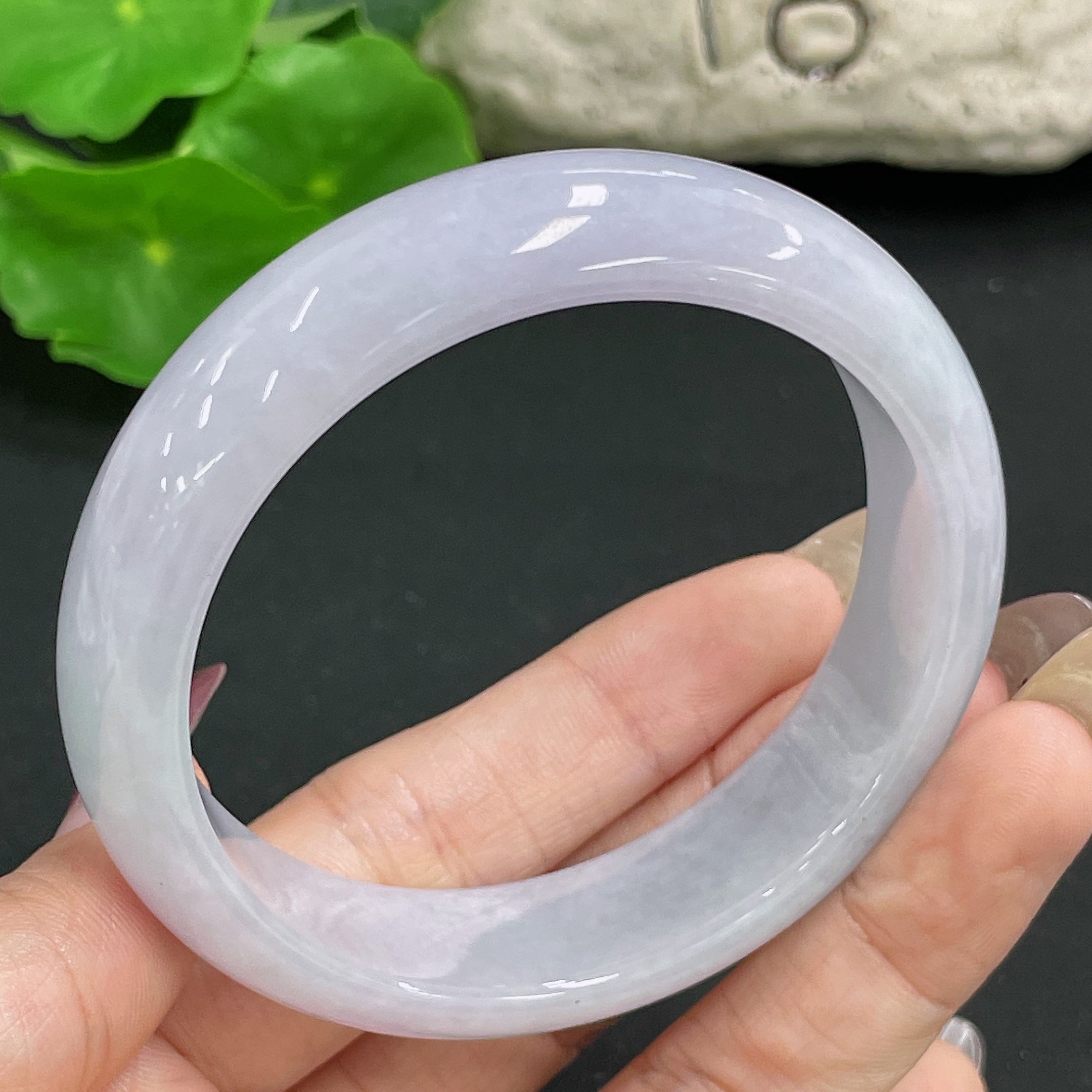 Jadeite Round Bangle, Total Weight Approx. 59.6g, Size 56.4