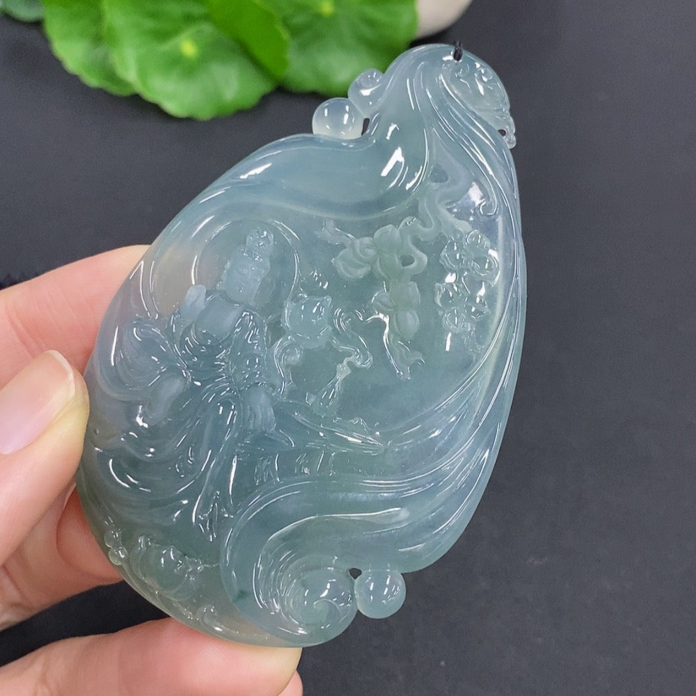 Jadeite Guanyin Pendant Total Weight Approx. 58.5g (including rope weight) with non-jadeite beads